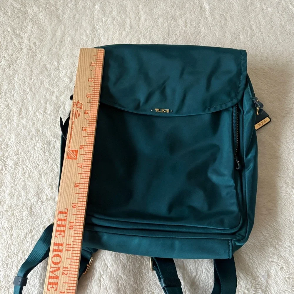 Tumi Voyager Leeds Backpack Teal Turquoise Mini Travel Gold hardware